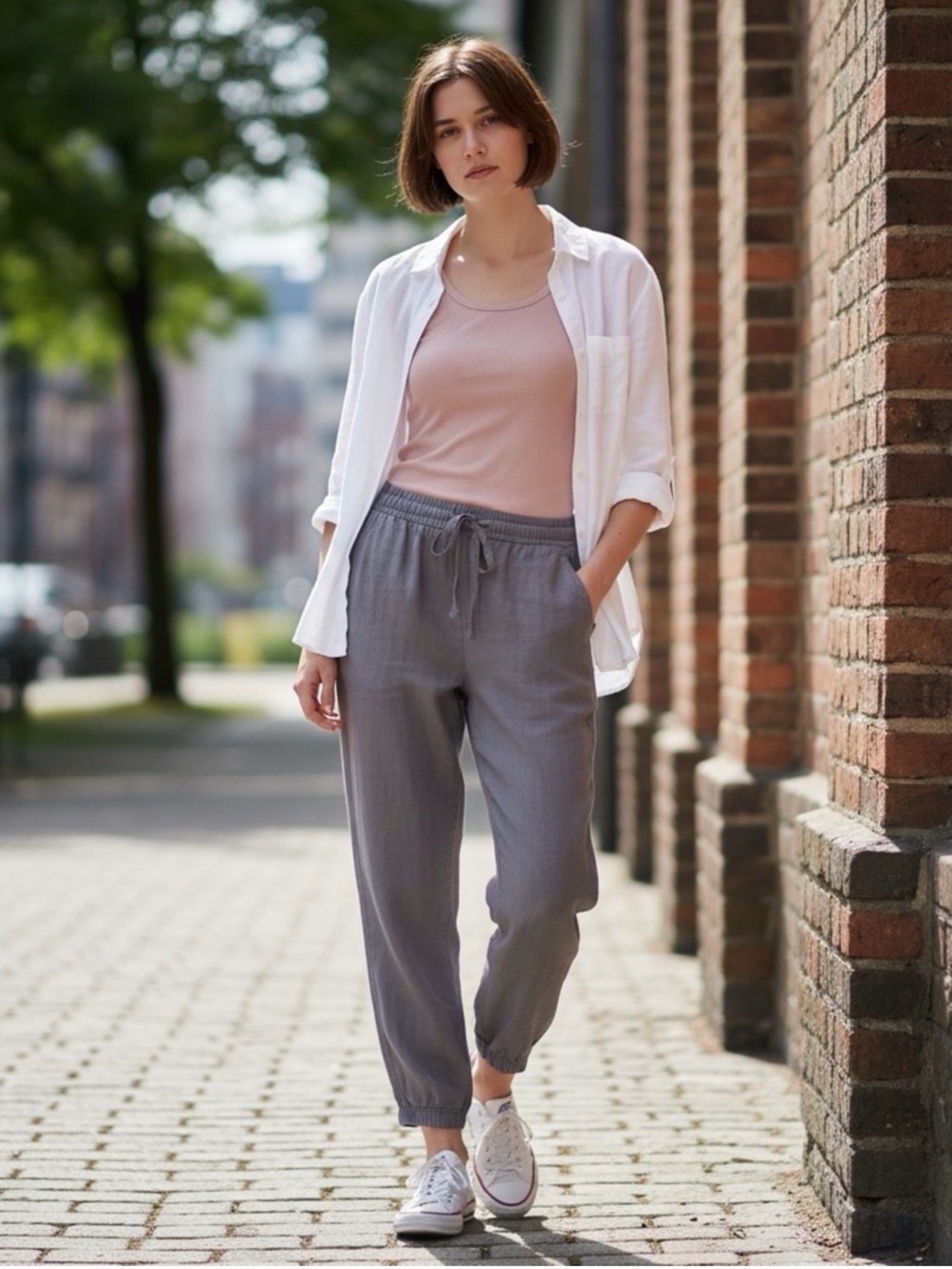 NWT J. Crew Point Sur size 4 jogger pants gray linen blend